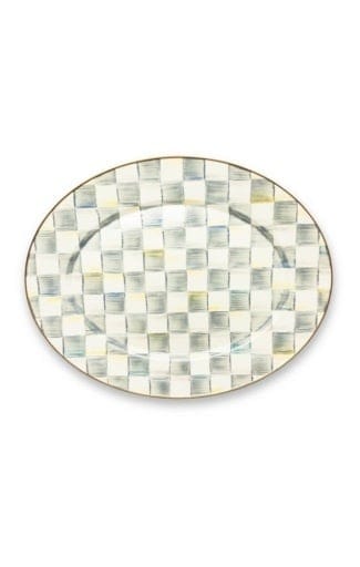 MacKenzie-Childs Serving Platters Sterling Check Enamel Oval Platter - Large