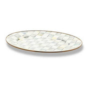 MacKenzie-Childs Serving Platters Sterling Check Enamel Oval Platter - Medium