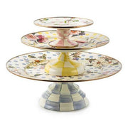 MacKenzie-Childs Serving Platters Wildflowers Yellow Small Pedestal Platter