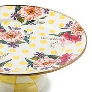 MacKenzie-Childs Serving Platters Wildflowers Yellow Small Pedestal Platter