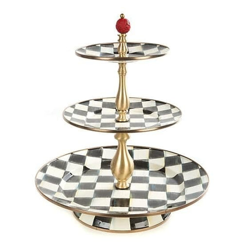 MacKenzie-Childs Serving Stands Courtly Check Enamel Three Tier Sweet Stand