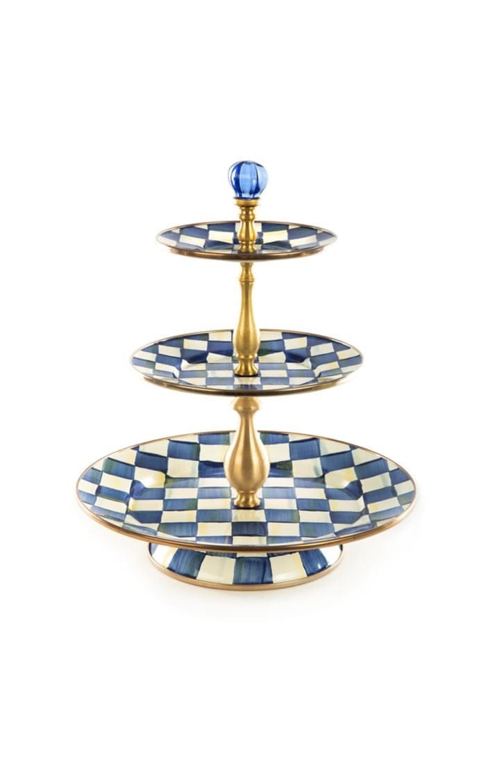 MacKenzie-Childs Serving Stands Royal Check Three Tier Sweet Stand