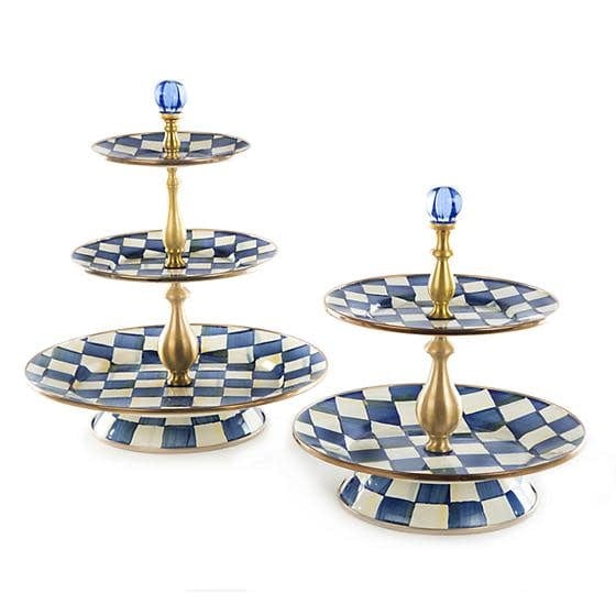MacKenzie-Childs Serving Stands Royal Check Two Tier Sweet Stand