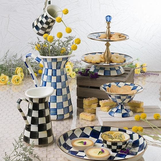 MacKenzie-Childs Serving Stands Royal Check Two Tier Sweet Stand