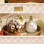 MacKenzie-Childs Serving Tray Mackenzie-Childs Mocha Check Enamel & Rattan Round Serving Tray