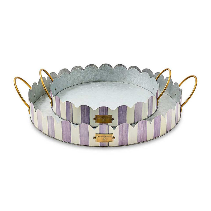 MacKenzie-Childs Serving Tray Violet Stripe Serving Trays, Set of 2