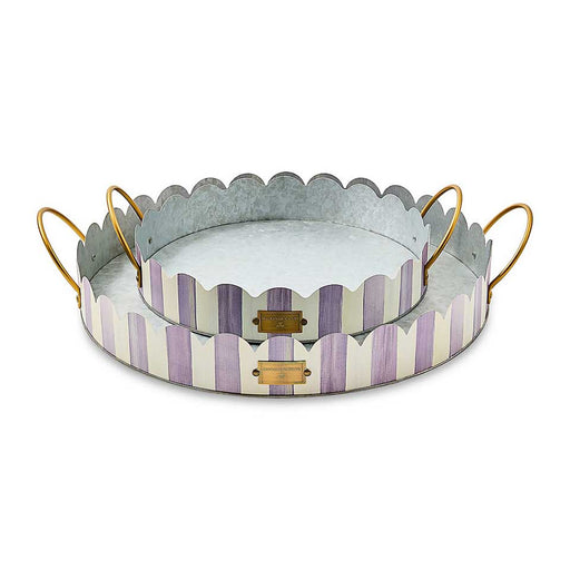 MacKenzie-Childs Serving Tray Violet Stripe Serving Trays, Set of 2