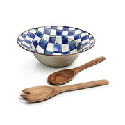 MacKenzie-Childs Serving Utensils Royal Check Enamel Salad Serving Set