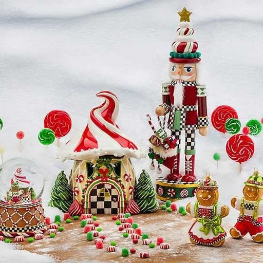 MacKenzie-Childs Snow Globes Candy Cottage Gingerbread Snow Globe