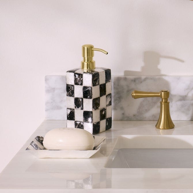 MacKenzie-Childs Soap Dispenser Courtly Check Capiz Soap Pump
