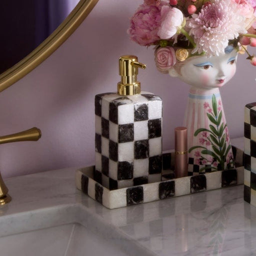 MacKenzie-Childs Soap Dispenser Courtly Check Capiz Soap Pump