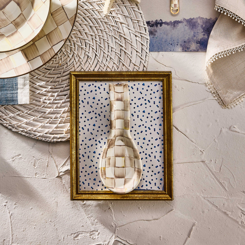 MacKenzie-Childs Spoon Rest Mocha Check Spoon Rest