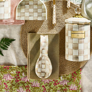 MacKenzie-Childs Spoon Rest Mocha Check Spoon Rest