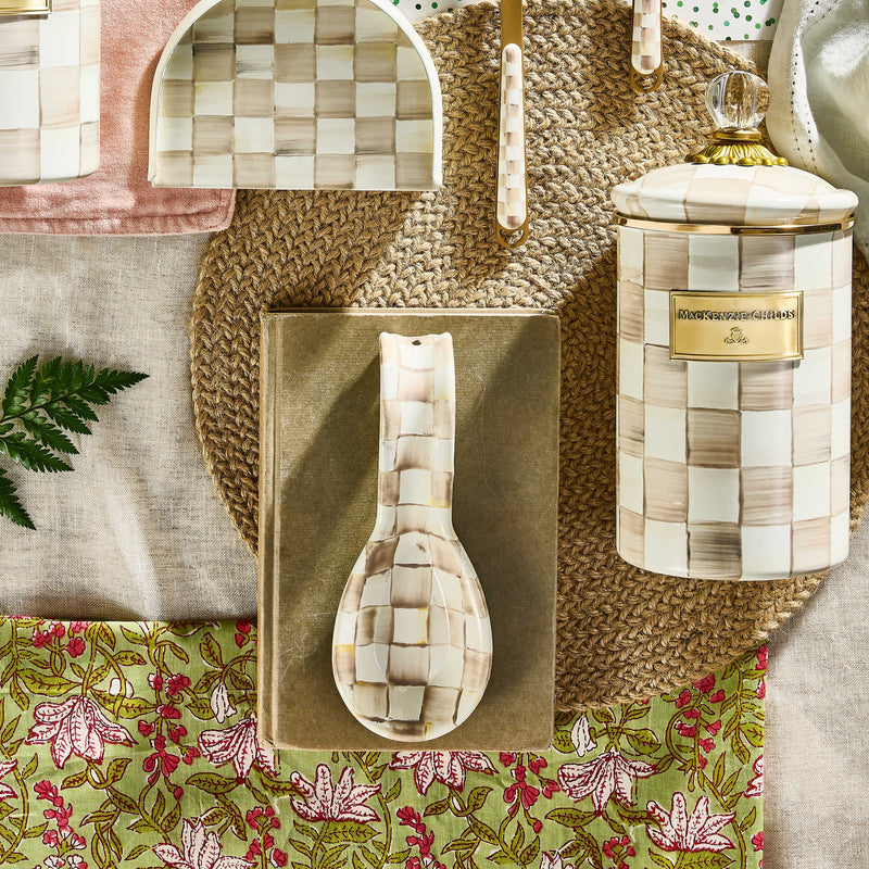 MacKenzie-Childs Spoon Rest Mocha Check Spoon Rest