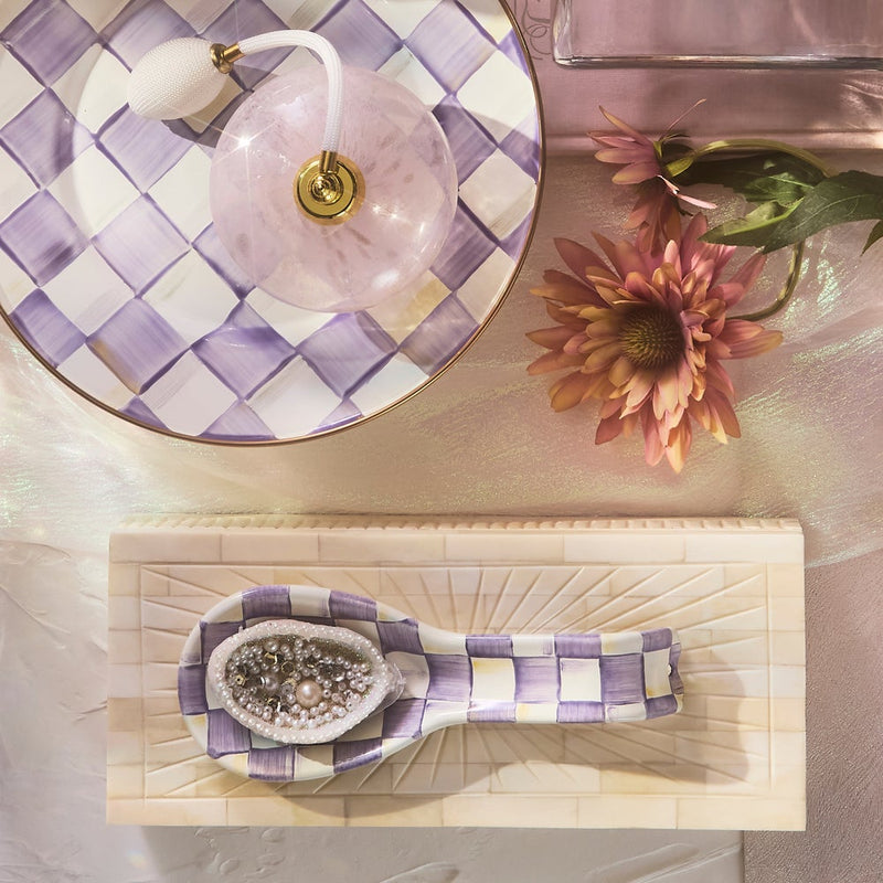 MacKenzie-Childs Spoon Rest Violet Check Spoon Rest