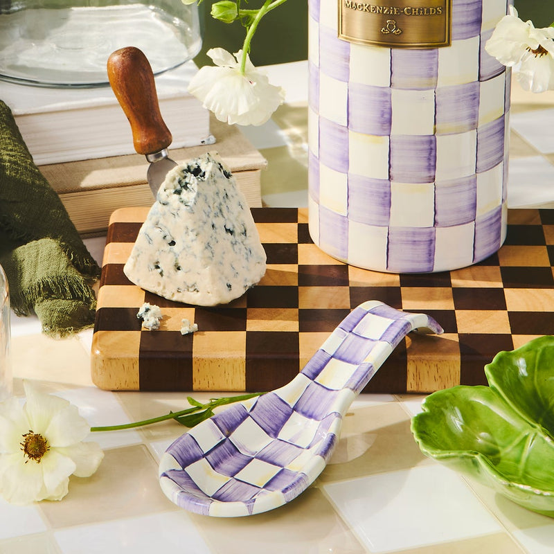 MacKenzie-Childs Spoon Rest Violet Check Spoon Rest