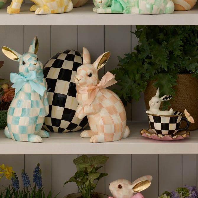 MacKenzie-Childs sprin Coral Check Duchess Bunny