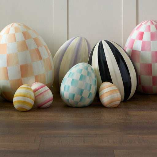 MacKenzie-Childs Spring Aqua Check Small Egg