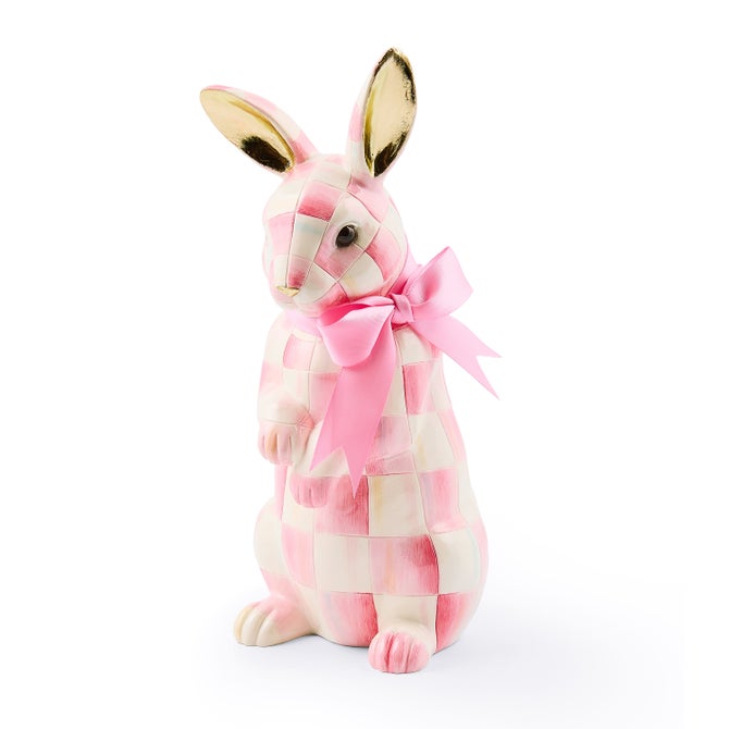 MacKenzie-Childs Spring Bubblegum Check Hops Bunny