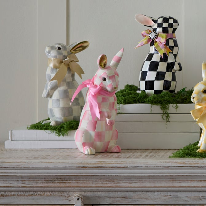 MacKenzie-Childs Spring Bubblegum Check Hops Bunny