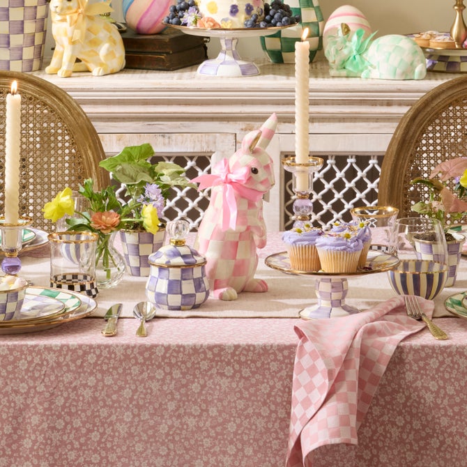 MacKenzie-Childs Spring Bubblegum Check Hops Bunny
