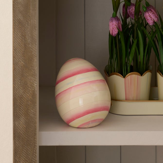 MacKenzie-Childs Spring Bubblegum Stripe Mini Egg