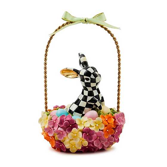 MacKenzie-Childs Spring Calico Hydrangea Bunny Basket