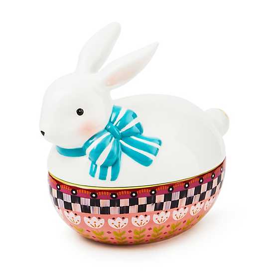 MacKenzie-Childs Spring Calico Oval Lidded Bunny Dish