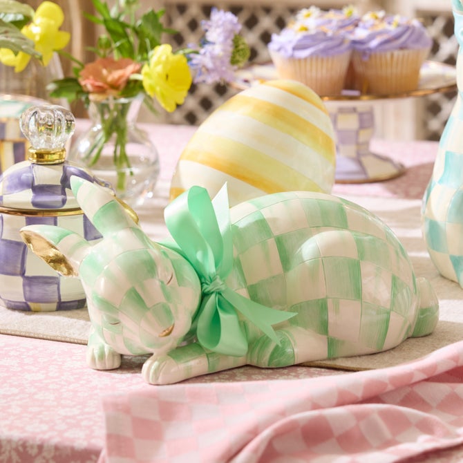 MacKenzie-Childs spring Mint Check Fluffy Bunny