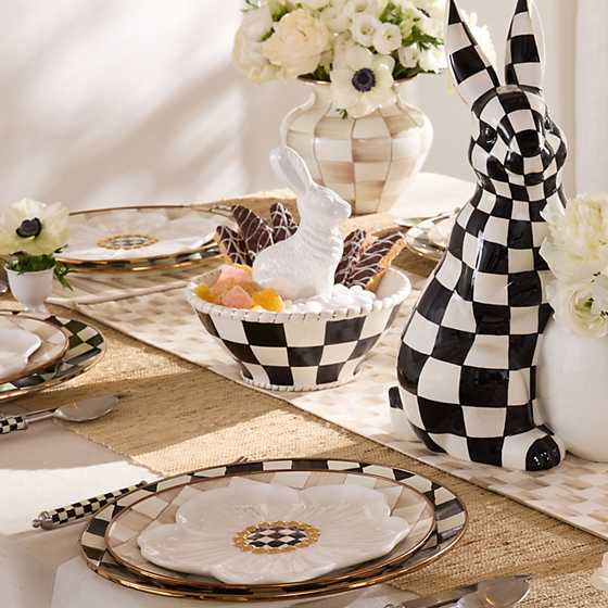 MacKenzie-Childs Spring White Rabbit Ceramic Candy Dish