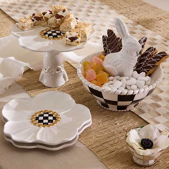 MacKenzie-Childs Spring White Rabbit Ceramic Candy Dish