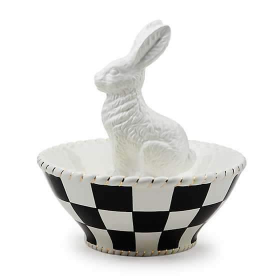 MacKenzie-Childs Spring White Rabbit Ceramic Candy Dish