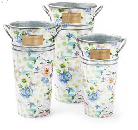 MacKenzie-Childs Spring Wildflowers Flower Buckets - Set of 3