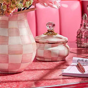 MacKenzie-Childs Squashed Pots Rosy Check Enamel Squashed Pot