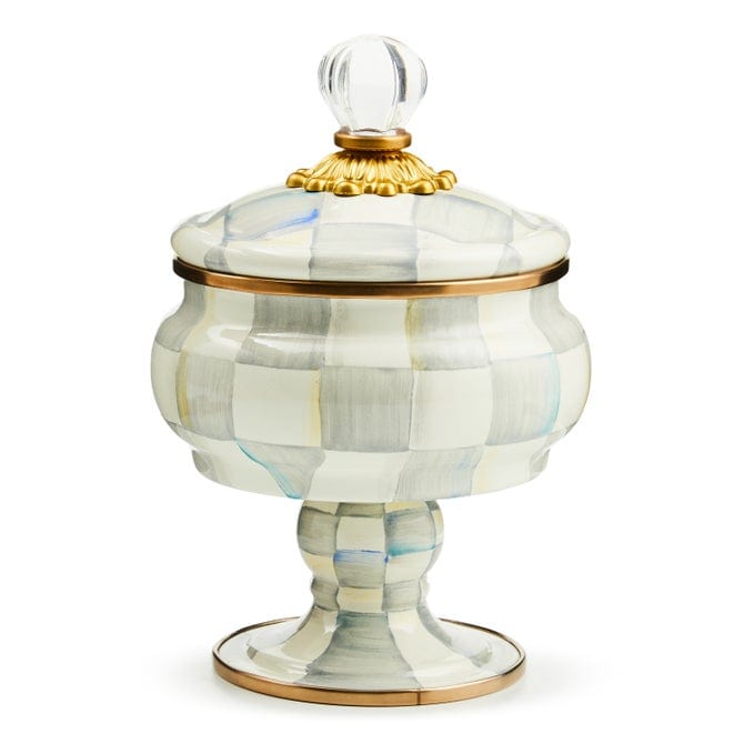 MacKenzie-Childs Squashed Pots Sterling Check Enamel Curiosity Pot