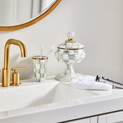 MacKenzie-Childs Squashed Pots Sterling Check Enamel Curiosity Pot