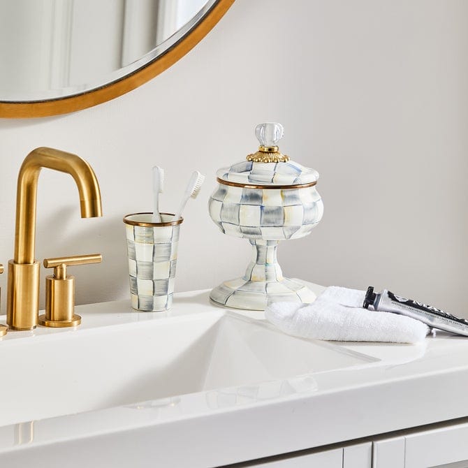 MacKenzie-Childs Squashed Pots Sterling Check Enamel Curiosity Pot