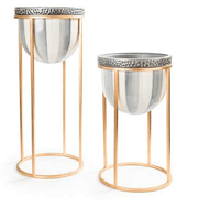 MacKenzie-Childs Sterling check plant stand - short