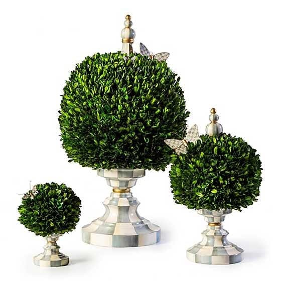 MacKenzie-Childs Sterling Check Small Boxwood Centerpiece