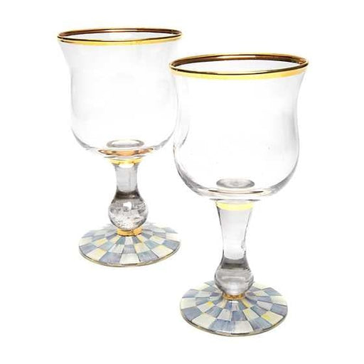 MacKenzie-Childs Sterling Check Water Glass