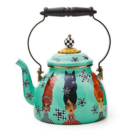 MacKenzie-Childs Tea Kettles Cat Lady 2 Quart Tea Kettle