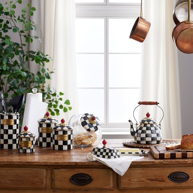 MacKenzie-Childs Tea Kettles Courtly Check Enamel Tea Kettle - 2 Quart