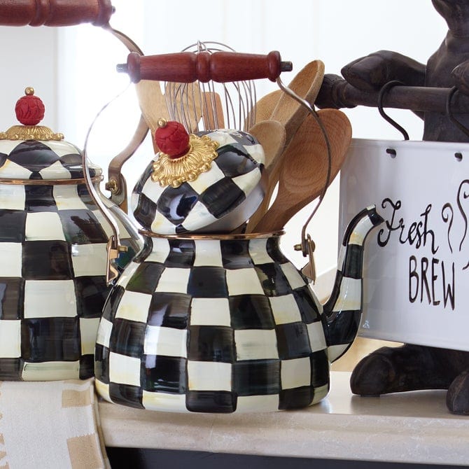 MacKenzie-Childs Tea Kettles Courtly Check Enamel Tea Kettle - 2 Quart