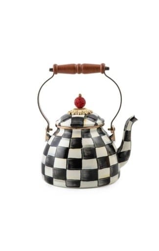 MacKenzie-Childs Tea Kettles courtly check enamel tea kettle - 2 quart