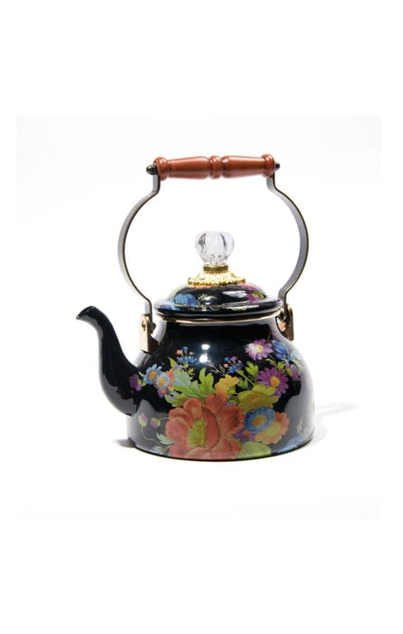 MacKenzie-Childs Tea Kettles Flower Market 2 Quart Tea Kettle - Black