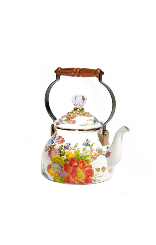 MacKenzie-Childs Tea Kettles Flower Market 2 Quart Tea Kettle - White