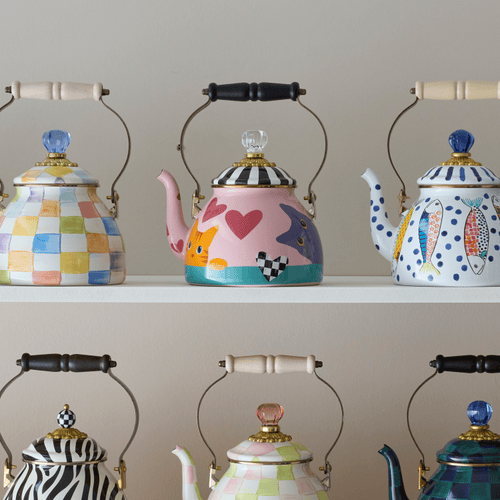 MacKenzie-Childs Tea Kettles Mackenzie-Childs Collective Series 2025 - Cat Love 2 Quart Tea Kettle
