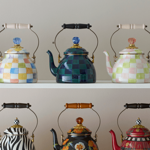 MacKenzie-Childs Tea Kettles Mackenzie-Childs Collective Series 2025 - Juniper Check 2 Quart Tea Kettle