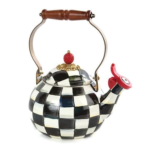 MacKenzie-Childs Tea Kettles Mackenzie-Childs Courtly Check Enamel Whistling Tea Kettle