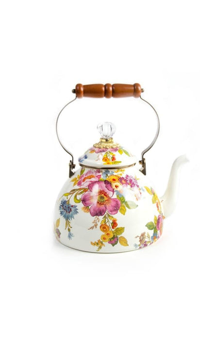 MacKenzie-Childs Tea Kettles Mackenzie-Childs Flower Market 3 Quart Tea Kettle - White